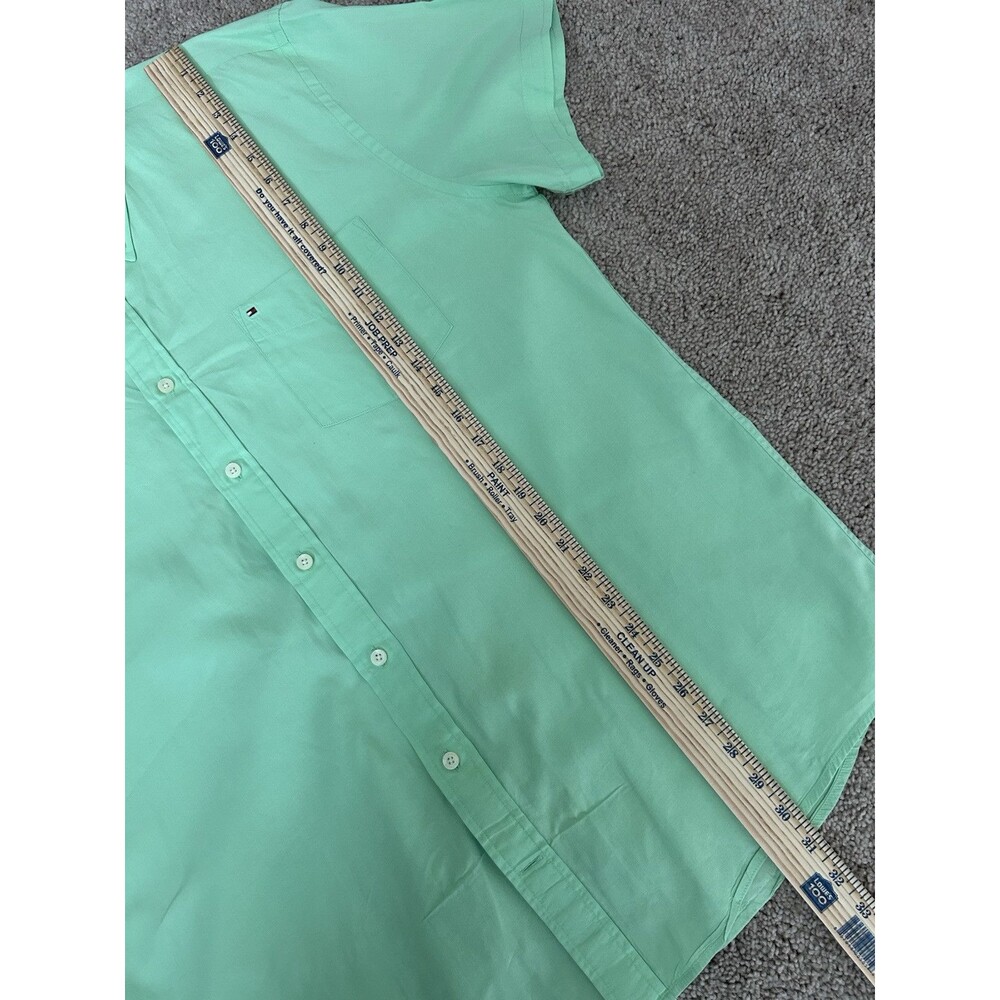 Tommy Hilfiger City Poplin Slim Lime Green Short Sleeve Shirt Mens XXL - Picture 7 of 10